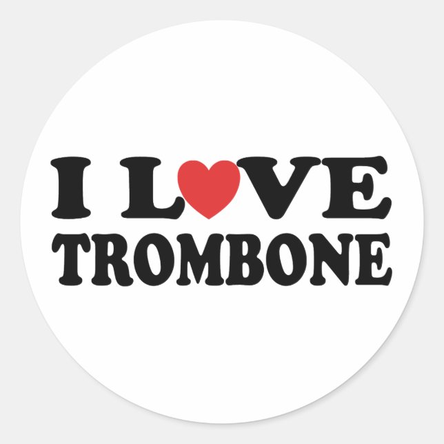 I Love Trombone Classic Round Sticker (Front)