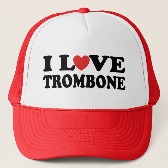 I Love Trombone Trucker Hat (Front)