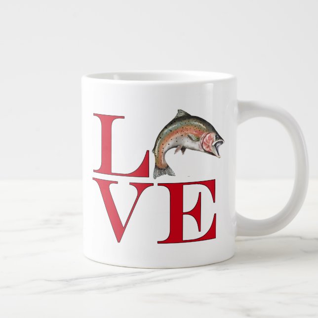 I Love Trout Large Coffee Mug (Right)