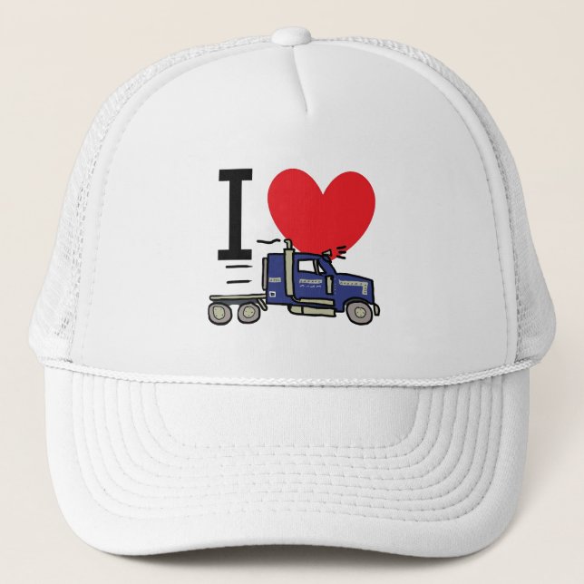 I Love Trucking Trucker Hat (Front)
