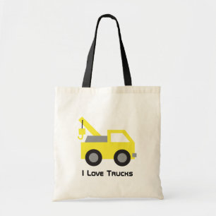 I love Trucks, Cute Yellow Vehicle for kids Tote Bag