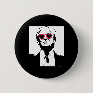 I Love Trump Pink Heart Sungles Punk Rock Rave Usa 6 Cm Round Badge