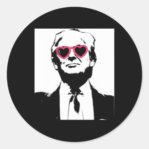 I Love Trump Pink Heart Sungles Punk Rock Rave Usa Classic Round Sticker