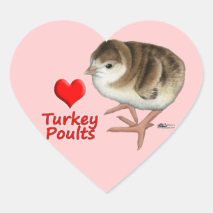 I Love Turkey Poults! Heart Sticker