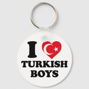 I Love Turkish Boys Turkey Flag Heart Key Ring