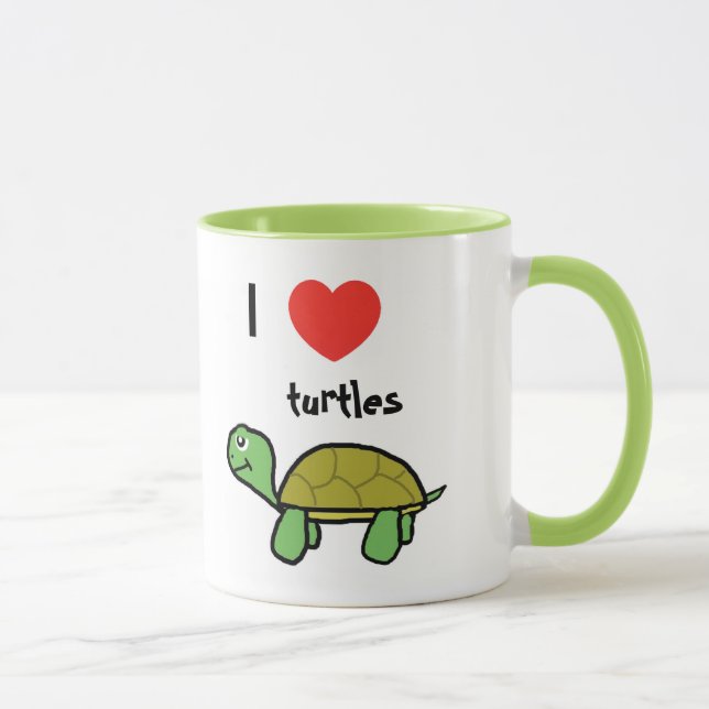 I Love Turtles Cartoon Mug (Right)