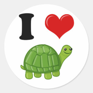 I Love Turtles Classic Round Sticker