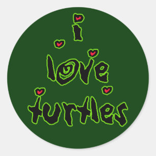 I Love Turtles Classic Round Sticker