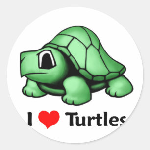 I love Turtles Classic Round Sticker