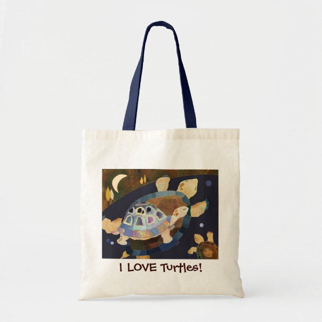 I LOVE Turtles! Cute Grocery Tote Bag (Front)