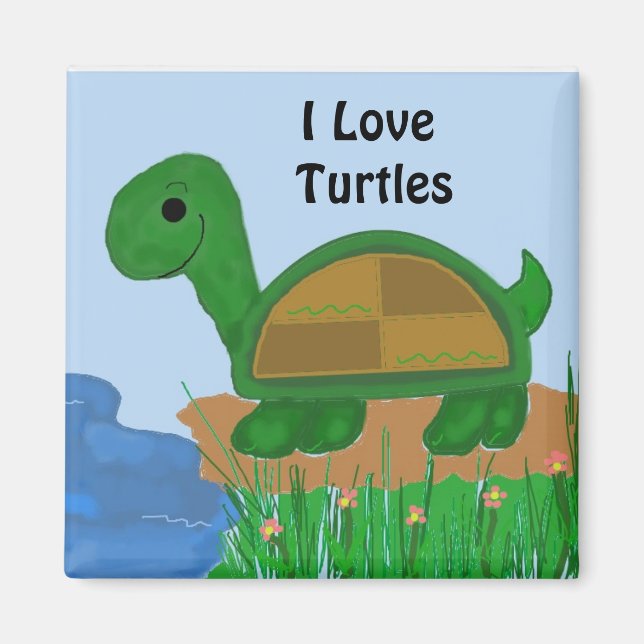 I Love Turtles Design Magnet (Front)