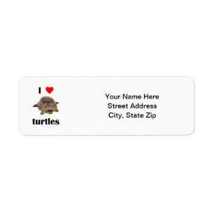 I Love Turtles Return Address Label