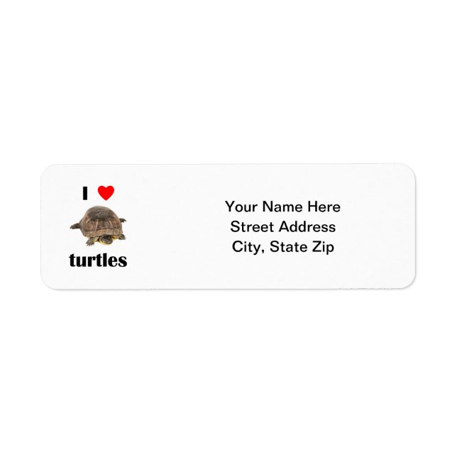 I Love Turtles Return Address Label (Front)