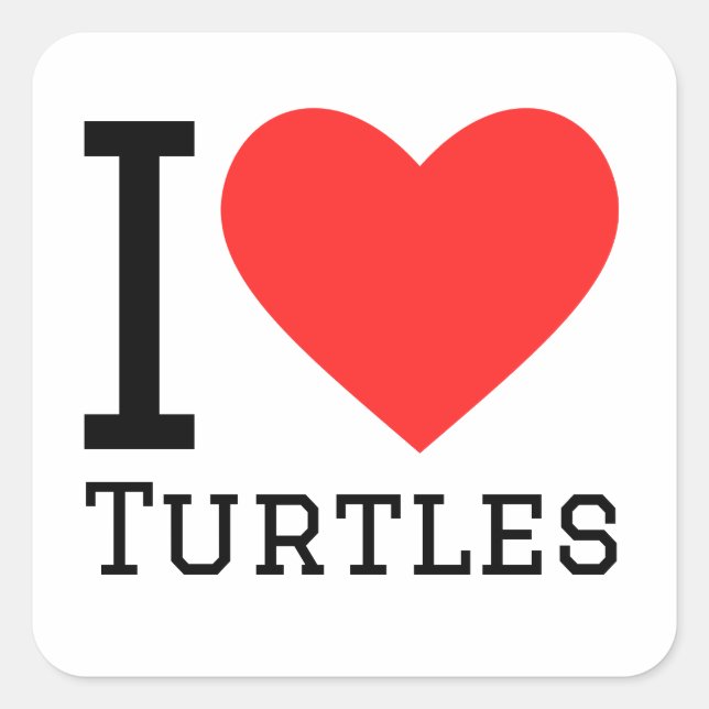 I love turtles square sticker