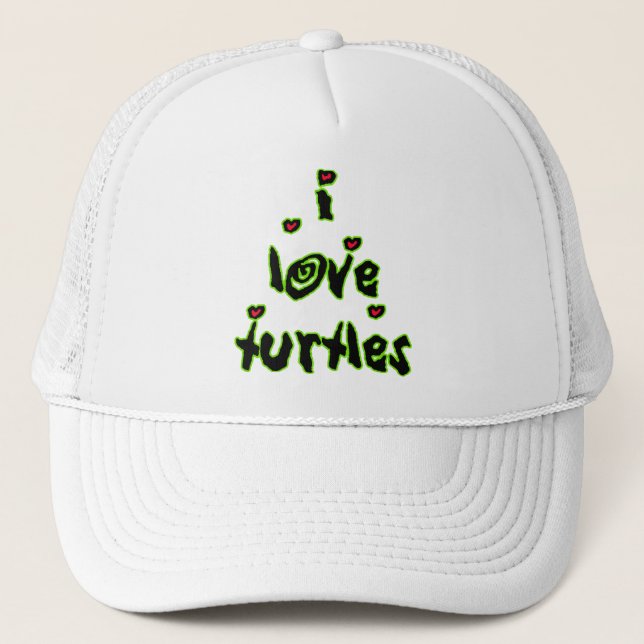 I Love Turtles Trucker Hat (Front)