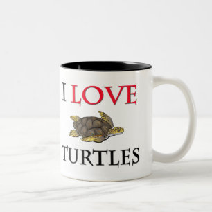 I Love Turtles Two-Tone Coffee Mug