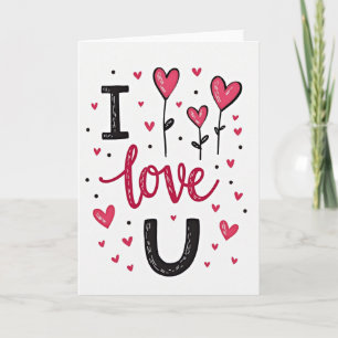 I Love U Hearts Greeting Card