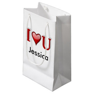 I Love U Personalized Valentines Day Small Gift Bag