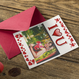 I Love U red Valentines Day photo Card