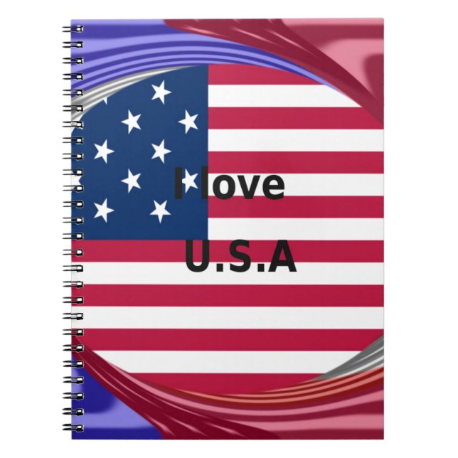 I Love U.S.A. Swirl: Patriotic Heart Art Print  Notebook (Front)