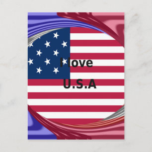 I Love U.S.A. Swirl: Patriotic Heart Art Print  Postcard
