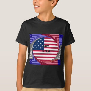 I Love U.S.A. Swirl: Patriotic Heart Art Print  T-Shirt