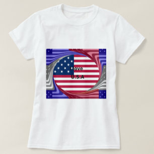 I Love U.S.A. Swirl: Patriotic Heart Art Print  T-Shirt