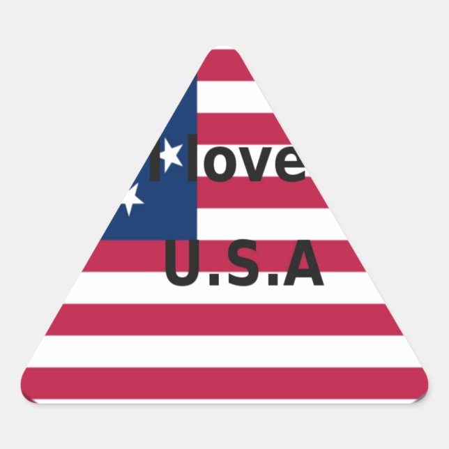 I Love U.S.A. Swirl: Patriotic Heart Art Print  Triangle Sticker (Front)