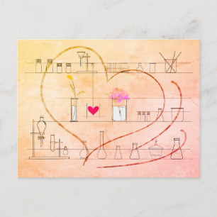 "I love U" spelled by glassware postcard