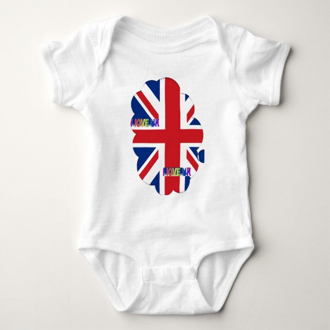 I Love UK Art Print Baby Bodysuit (Front)