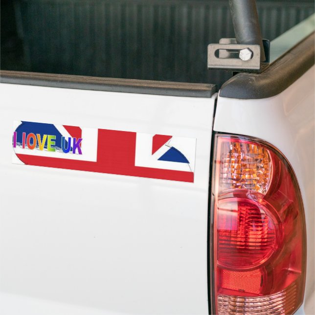 I Love UK Art Print Bumper Sticker (On Truck)