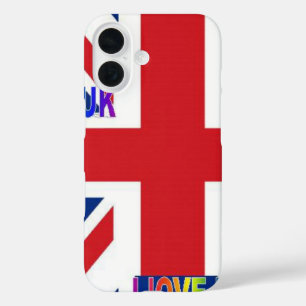 I Love UK Art Print iPhone 16 Case