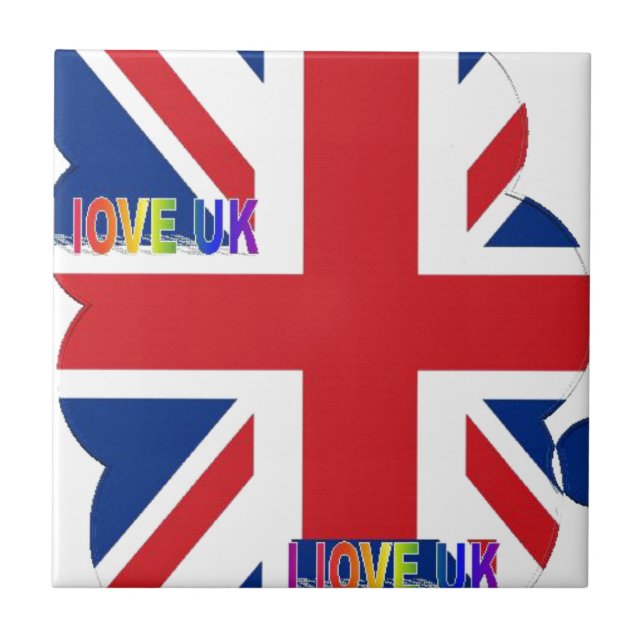 I Love UK Art Print Ceramic Tile (Front)
