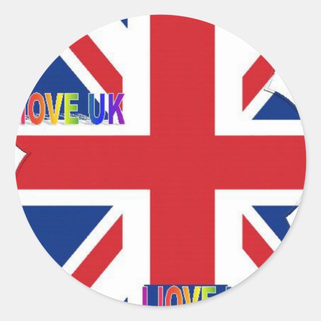 I Love UK Art Print Classic Round Sticker (Front)