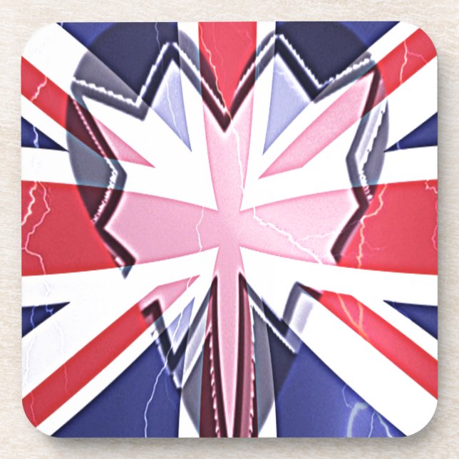 "I Love UK" Art Print Coaster (Front)