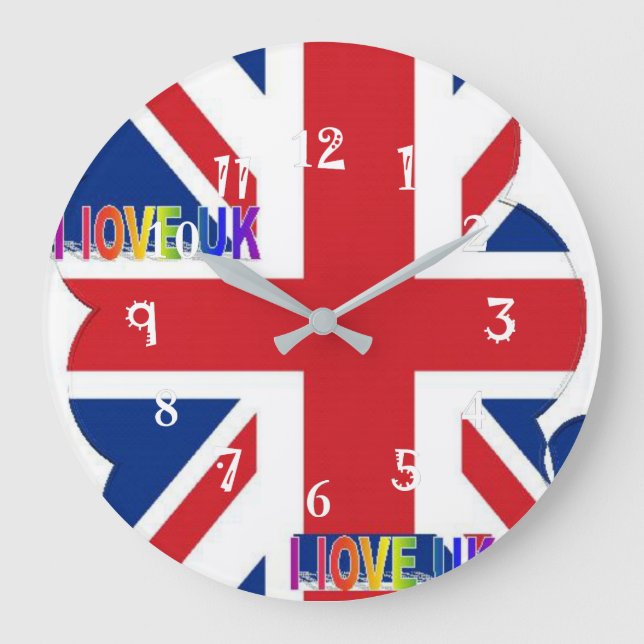 I Love UK Art Print Large Clock (Front)