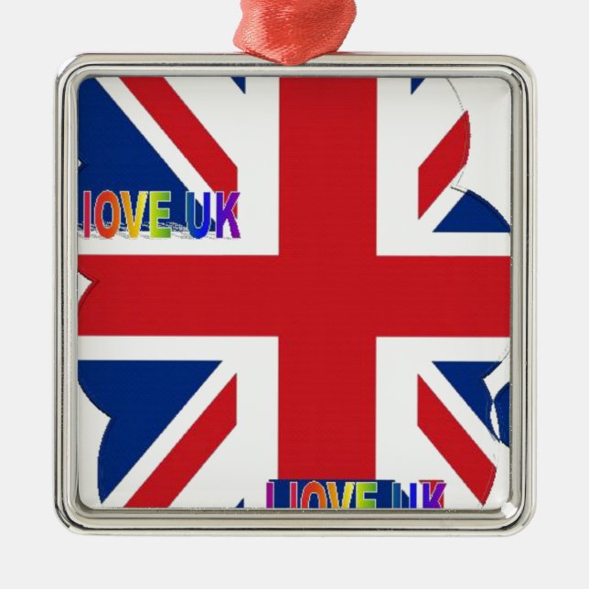 I Love UK Art Print Metal Ornament (Front)