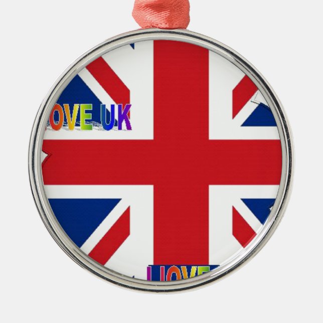 I Love UK Art Print Metal Tree Decoration (Front)