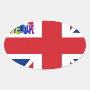 I Love UK Art Print Oval Sticker