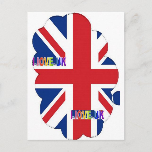 I Love UK Art Print Postcard (Front)