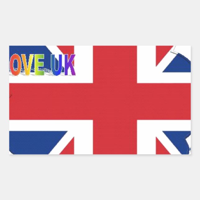 I Love UK Art Print Rectangular Sticker (Front)