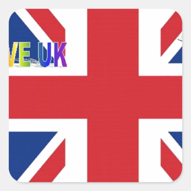 I Love UK Art Print Square Sticker (Front)