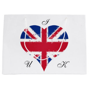 I Love UK Distressed Heart Flag Large Gift Bag