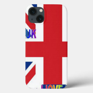 I Love UK Fluffy Cloud & Union Jack Art Print iPhone 13 Case