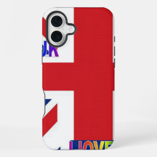 I Love UK   Fluffy Cloud & Union Jack Art Print   iPhone 16 Plus Case