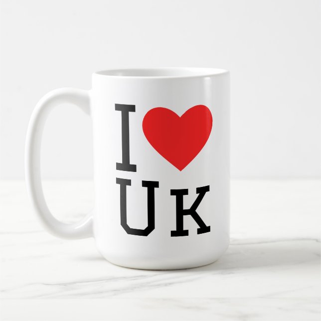 I love uk square sticker coffee mug (Left)
