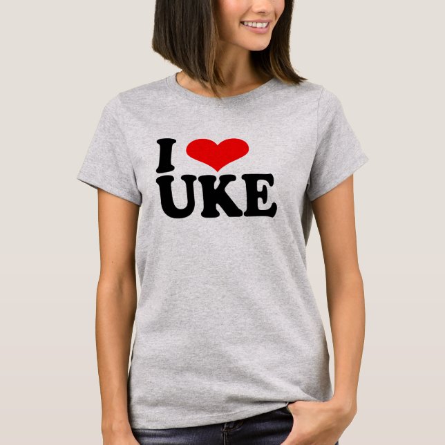 I Love Uke Ukulele T Shirt (Front)