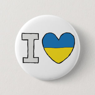 I Love Ukraine 6 Cm Round Badge