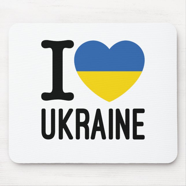 I Love Ukraine Heart Ukrainian Flag Mouse Pad (Front)