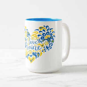 I love Ukraine inspirational quote heart Coffee Mu Two-Tone Coffee Mug